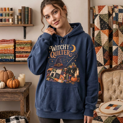 Witchy Quilter Halloween T-shirt Sweatshirt Hoodie – Gift for Quilt Lovers - mockup 3