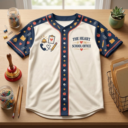 Personalized School Secretary Office Hero Baseball Jersey - Heart of the School Gift - mockup 4