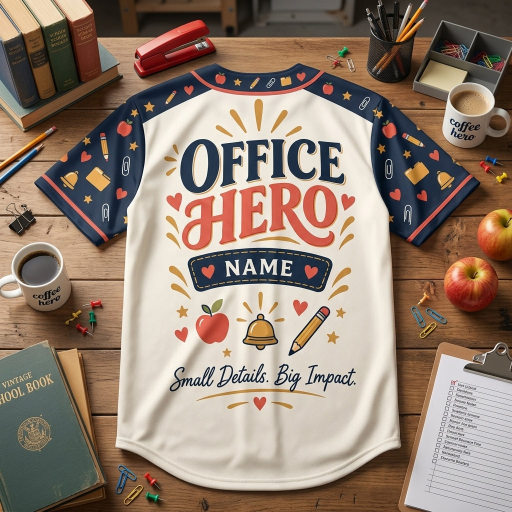 Personalized School Secretary Office Hero Baseball Jersey - Heart of the School Gift - mockup 5