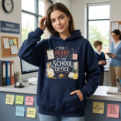 The Heart of the School Office T-shirt Sweatshirt Hoodie – School Secretary Gift - mockup 3