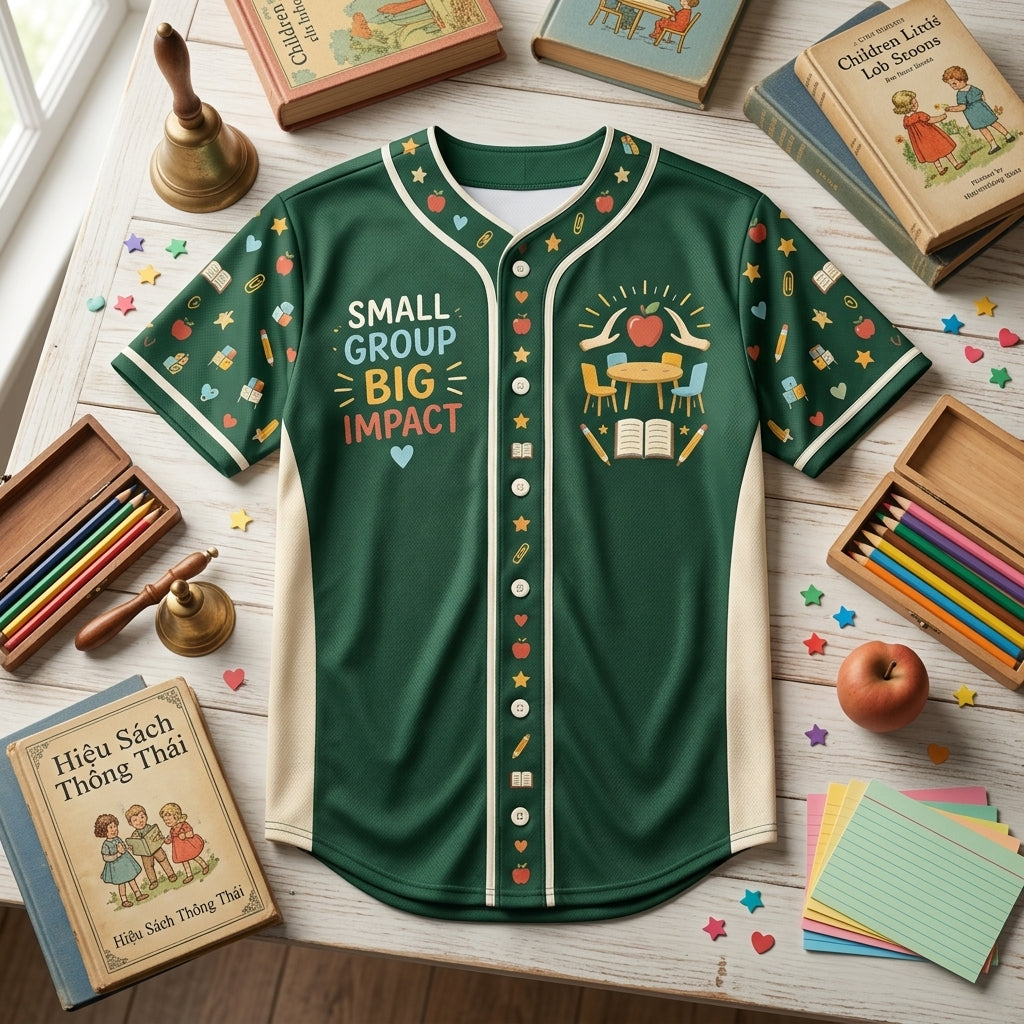 Custom Proud Paraprofessional Small Group Big Impact Baseball Jersey – Green - mockup 4