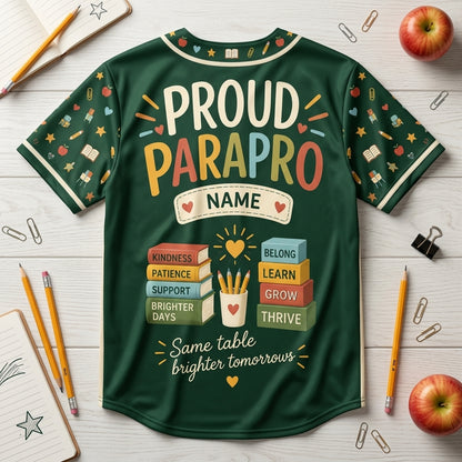Custom Proud Paraprofessional Small Group Big Impact Baseball Jersey – Green - mockup 5
