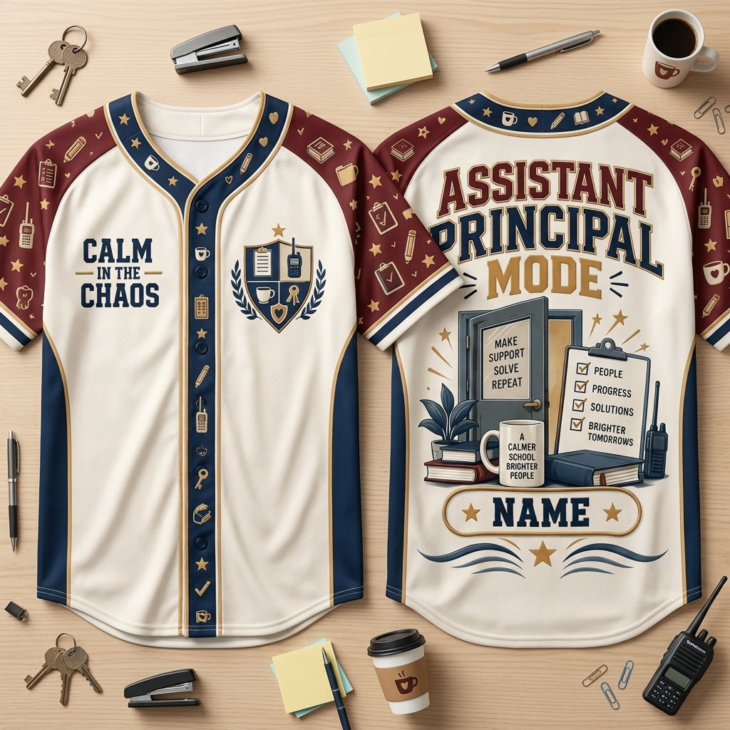 Personalized Assistant Principal Mode Baseball Jersey - Calm In The Chaos School Gift - mockup 1