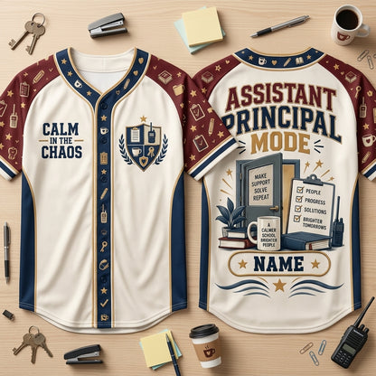 Personalized Assistant Principal Mode Baseball Jersey - Calm In The Chaos School Gift - mockup 1