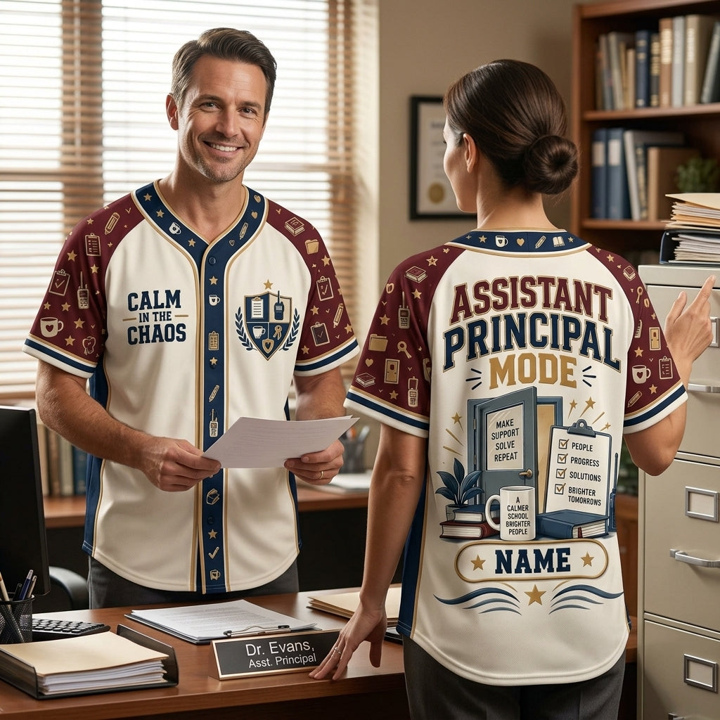 Personalized Assistant Principal Mode Baseball Jersey - Calm In The Chaos School Gift - mockup 2