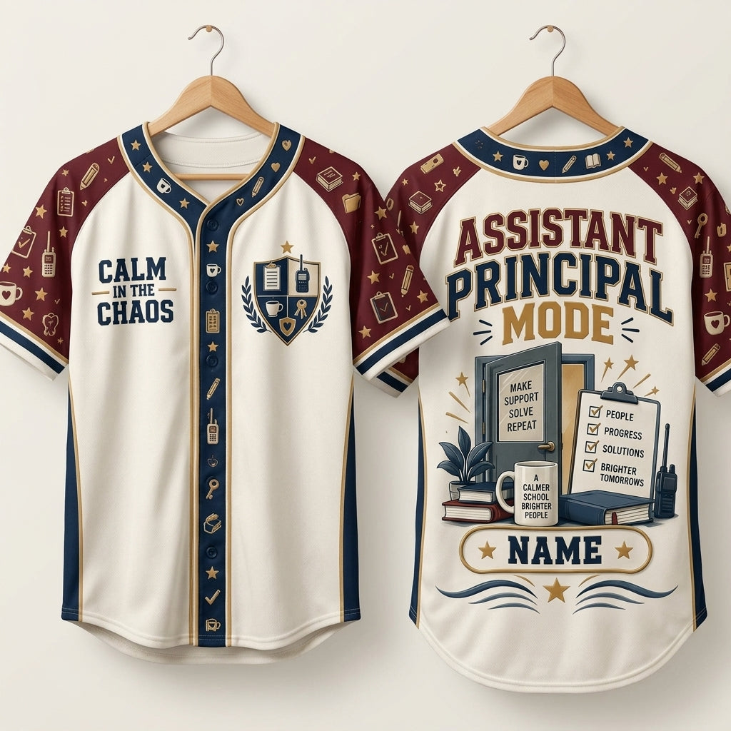 Personalized Assistant Principal Mode Baseball Jersey - Calm In The Chaos School Gift - mockup 3