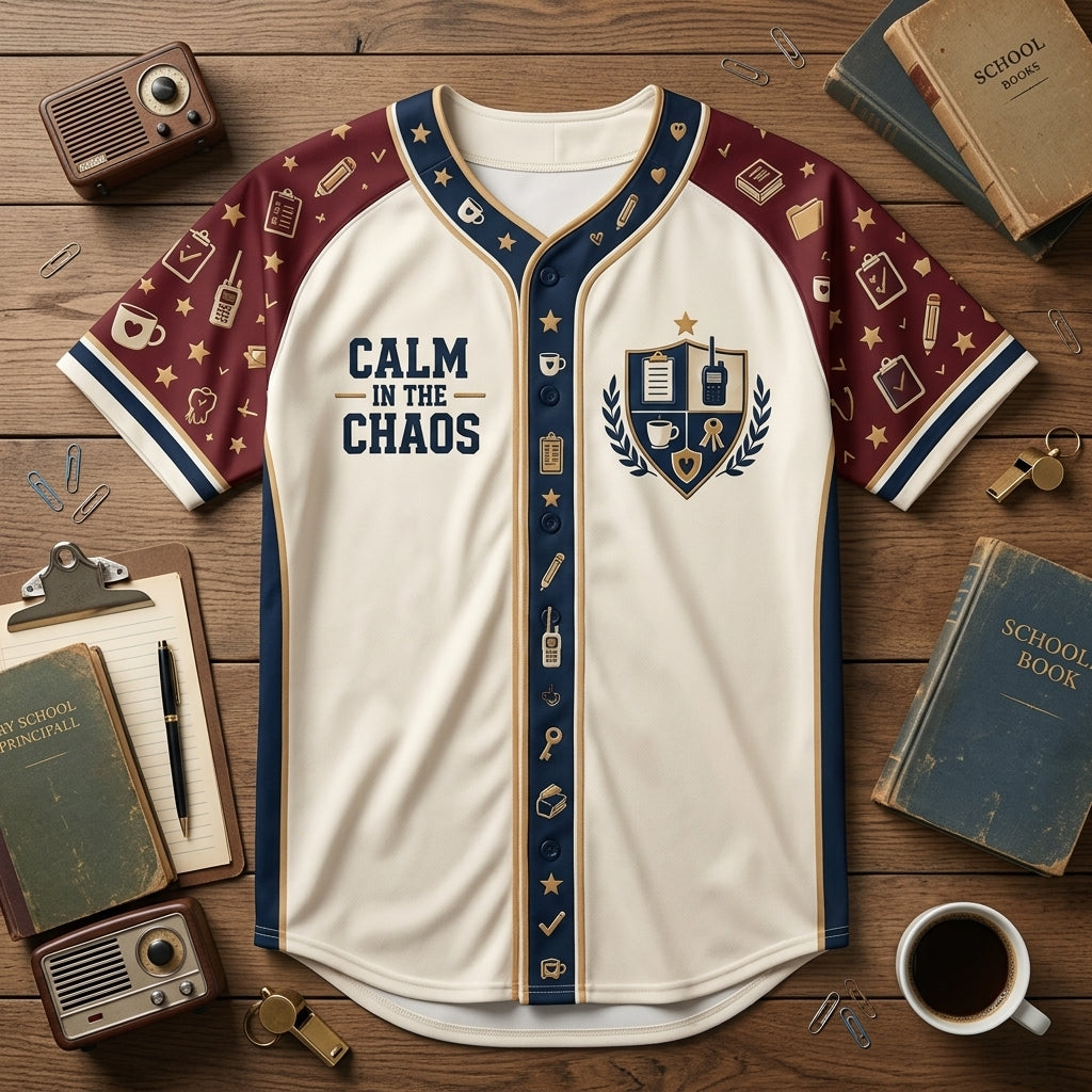 Personalized Assistant Principal Mode Baseball Jersey - Calm In The Chaos School Gift - mockup 4