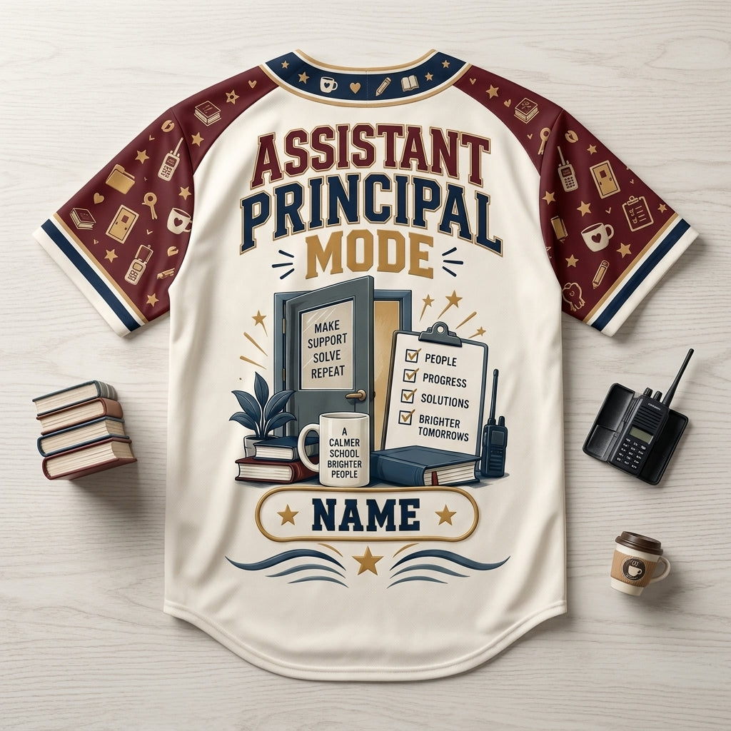 Personalized Assistant Principal Mode Baseball Jersey - Calm In The Chaos School Gift - mockup 5