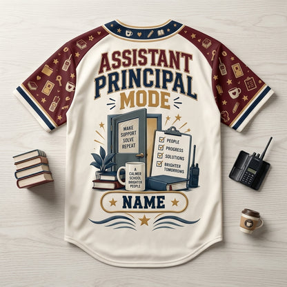 Personalized Assistant Principal Mode Baseball Jersey - Calm In The Chaos School Gift - mockup 5