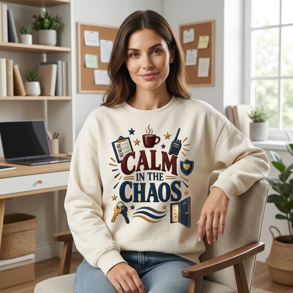 Calm in the Chaos Assistant Principal T-shirt Sweatshirt Hoodie – School Admin Gift - mockup 2