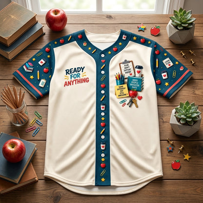 Personalized Substitute Teacher Mode Baseball Jersey - Custom Educator Gift - mockup 4