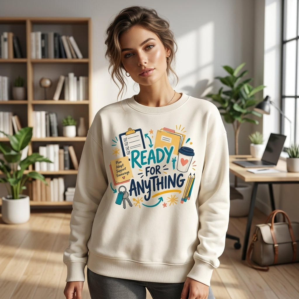 Ready For Anything Substitute Teacher T-shirt Sweatshirt Hoodie - School Educator Gift - mockup 2