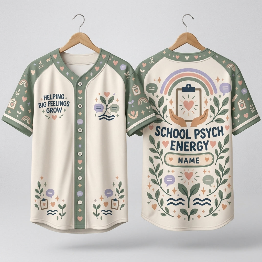 Personalized School Psychologist Helping Big Feelings Grow Baseball Jersey - Custom Name - mockup 3