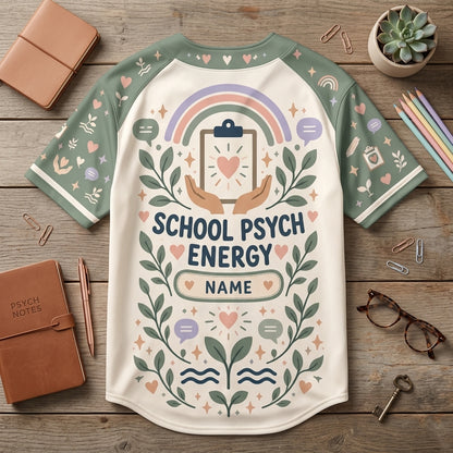 Personalized School Psychologist Helping Big Feelings Grow Baseball Jersey - Custom Name - mockup 5
