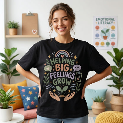 Helping Big Feelings Grow School Psychologist T-shirt Sweatshirt Hoodie – SEL Educator Gift - mockup 1