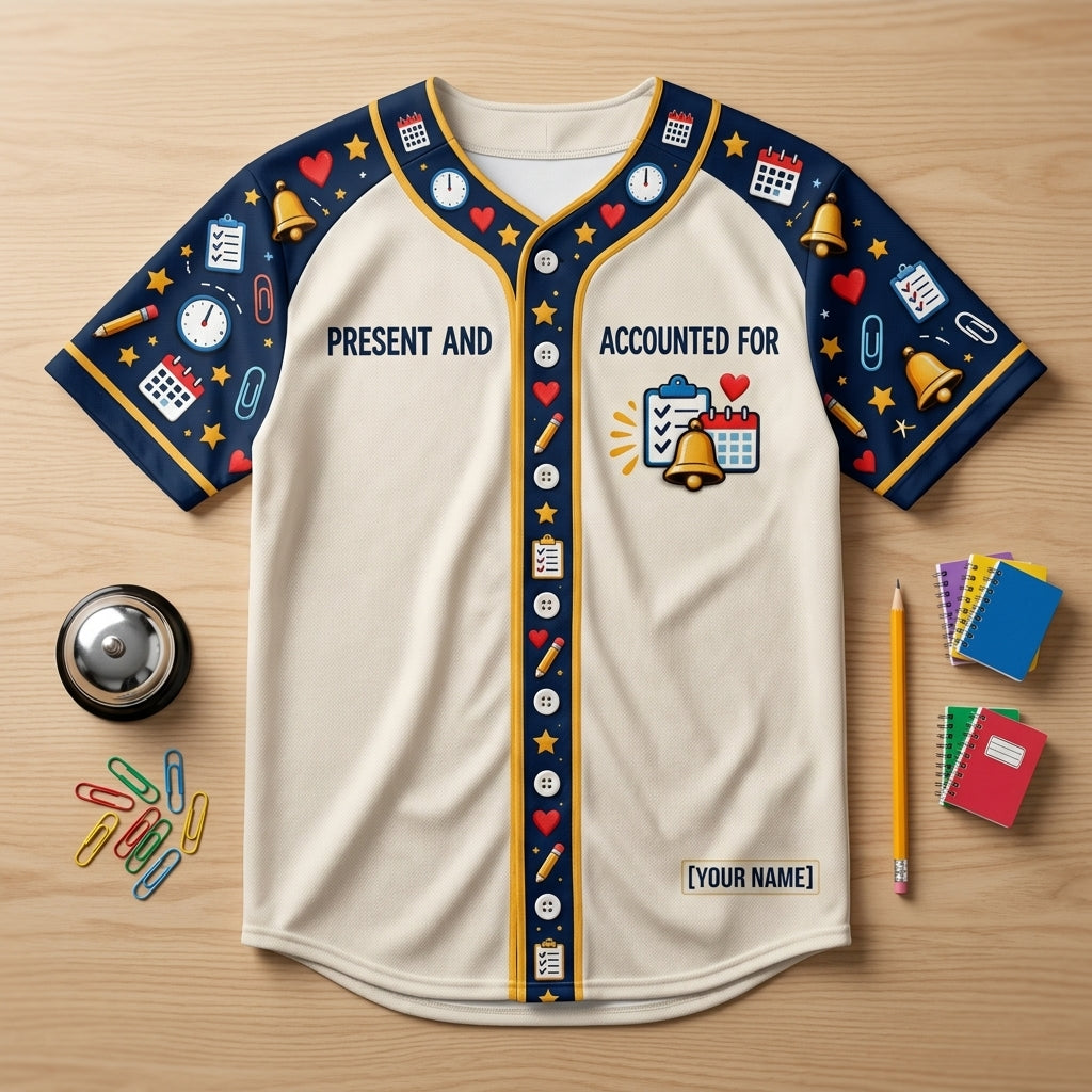 Custom Attendance Clerk Mode Baseball Jersey - Personalized School Office Staff Gift - mockup 4