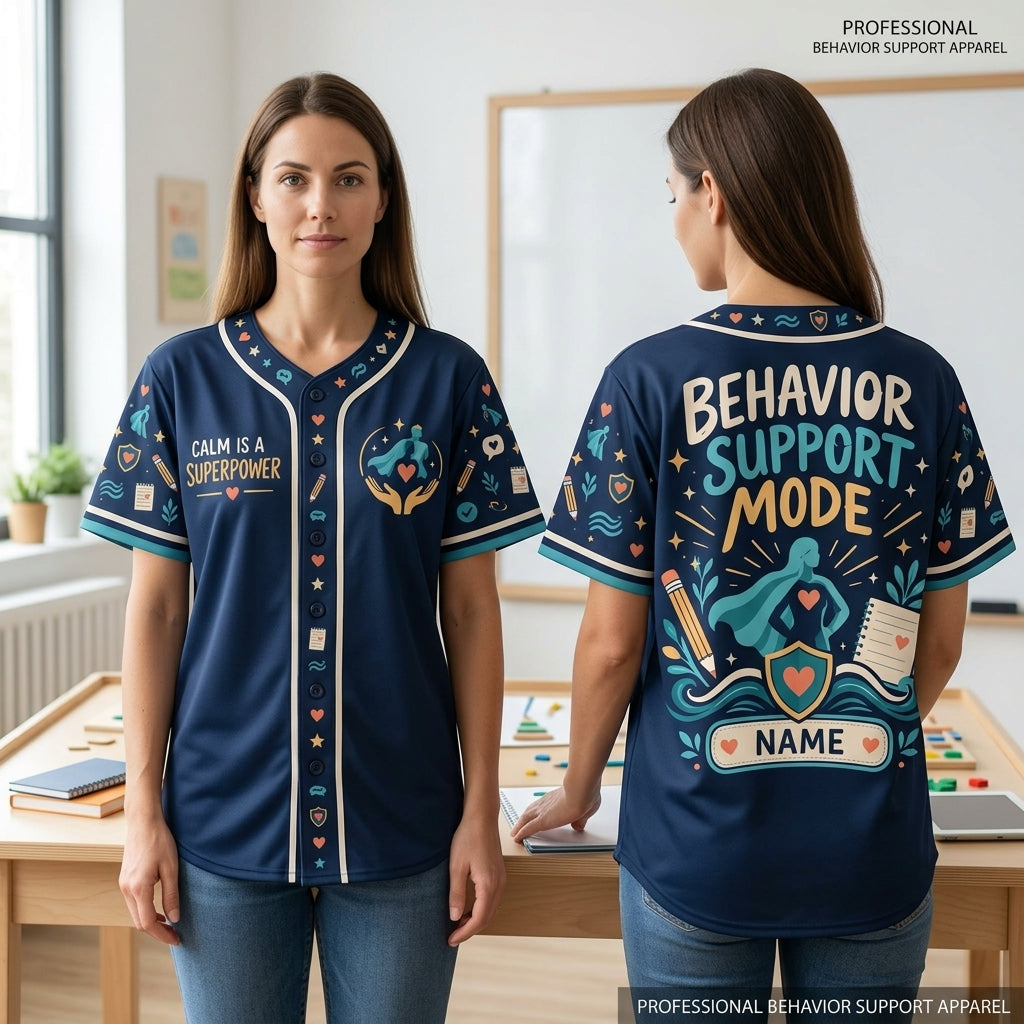 Personalized Behavior Specialist Baseball Jersey - Behavior Support Mode Apparel - mockup 2