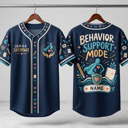 Personalized Behavior Specialist Baseball Jersey - Behavior Support Mode Apparel - mockup 3