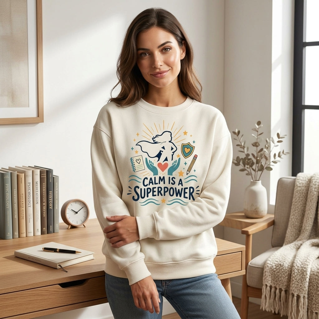 Calm Is A Superpower Behavior Specialist T-shirt Sweatshirt Hoodie – Educator Gift - mockup 2