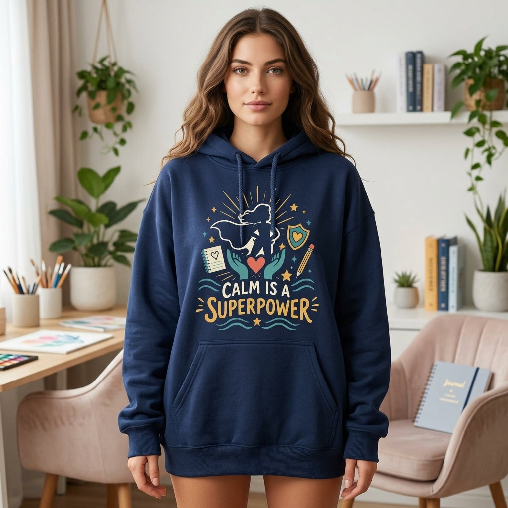 Calm Is A Superpower Behavior Specialist T-shirt Sweatshirt Hoodie – Educator Gift - mockup 3