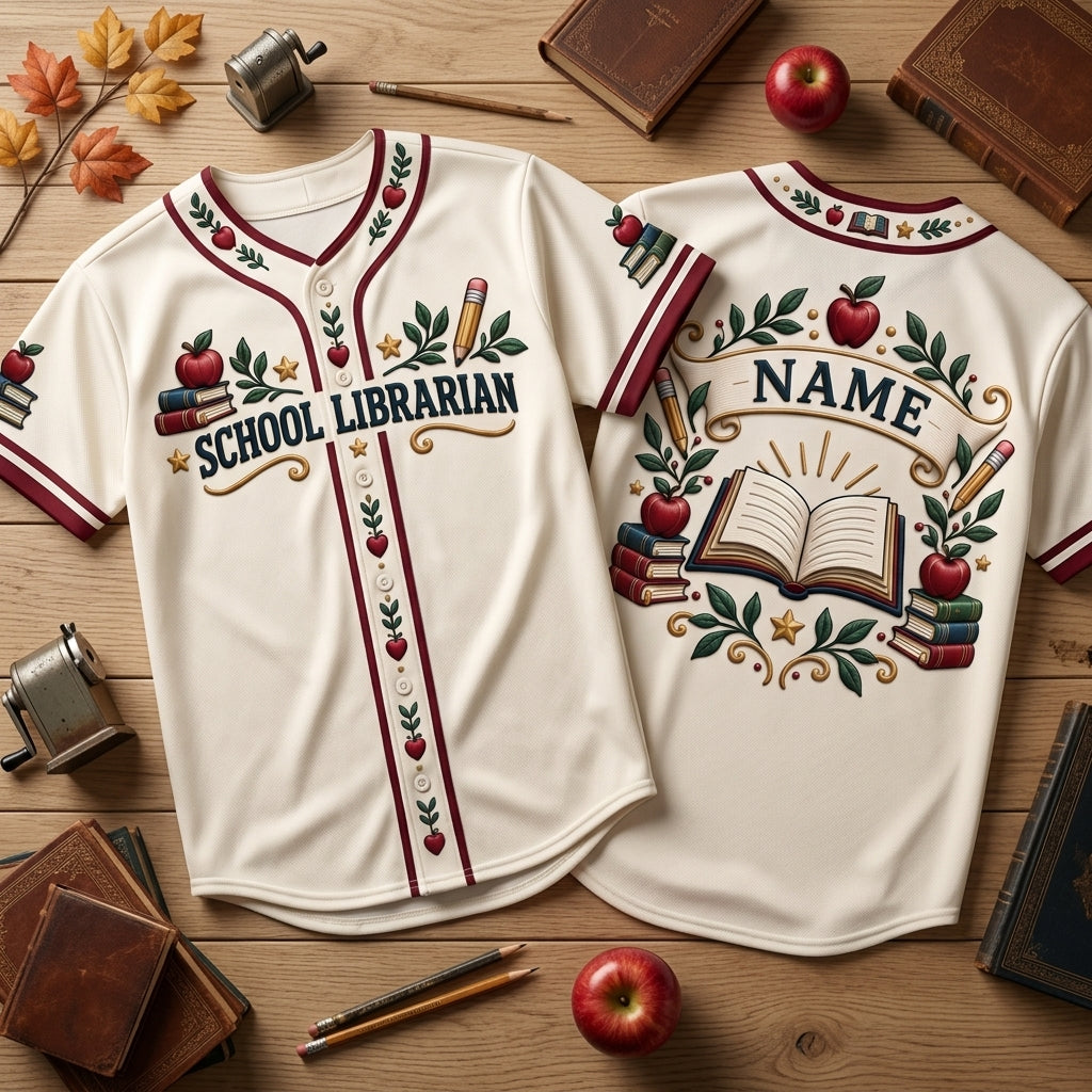 Personalized School Librarian Appreciation Baseball Jersey – Custom Educator Gift - mockup 1