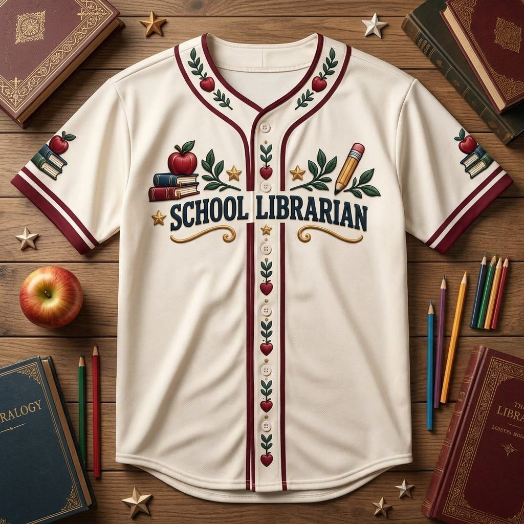 Personalized School Librarian Appreciation Baseball Jersey – Custom Educator Gift - mockup 3