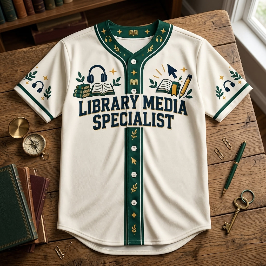Personalized Library Media Specialist Baseball Jersey - Custom Librarian Gift - mockup 3