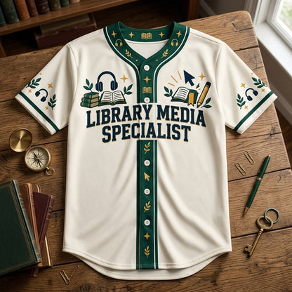 Personalized Library Media Specialist Baseball Jersey - Custom Librarian Gift - mockup 3