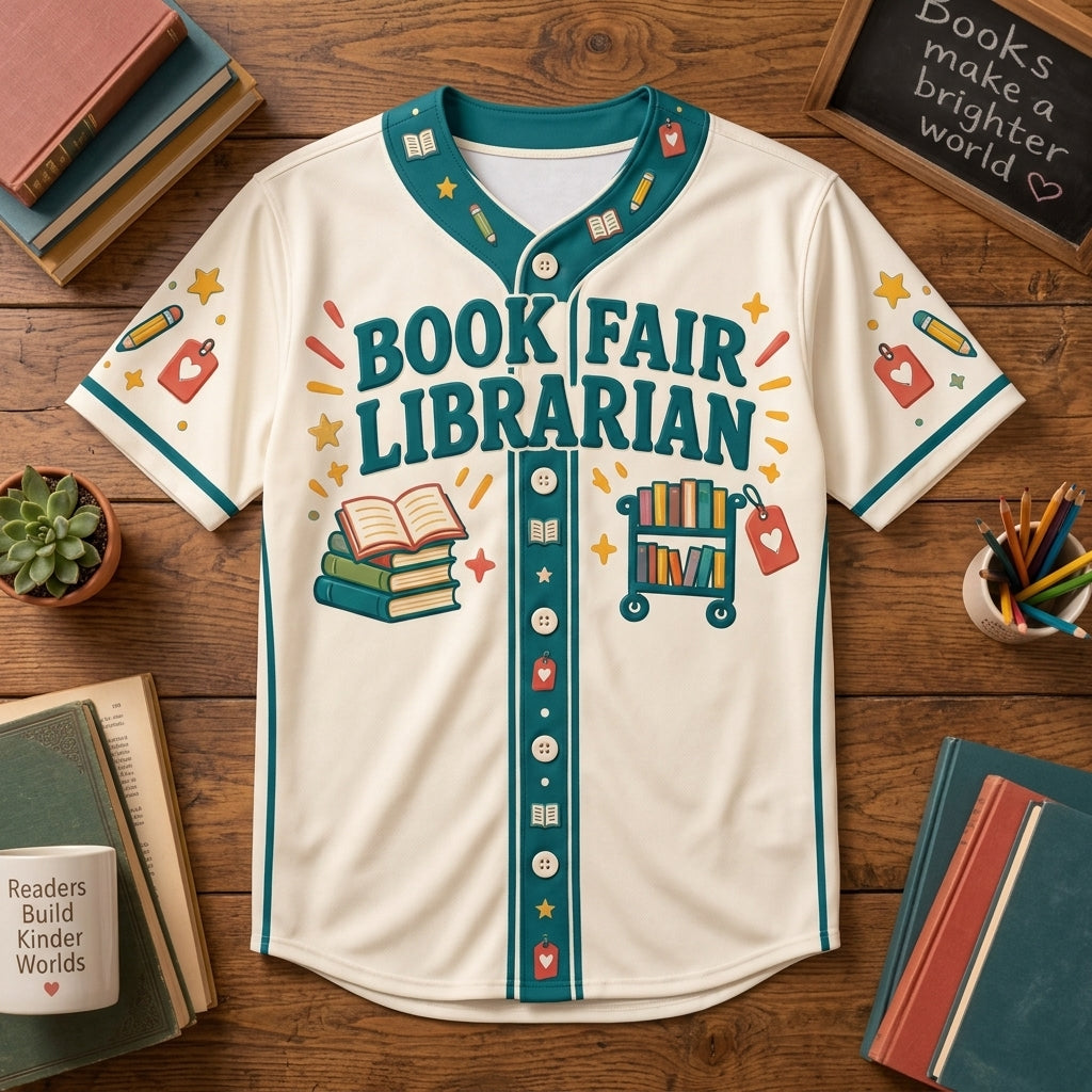 Personalized Book Fair Librarian Baseball Jersey - Custom Gift for School Librarians - mockup 3