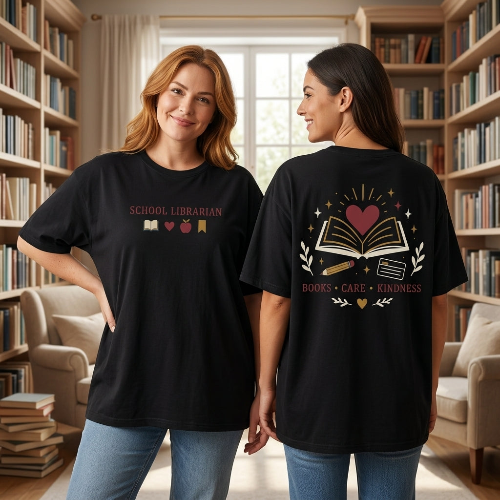 School Librarian Appreciation Books Care Kindness T-shirt Sweatshirt Hoodie - mockup 1