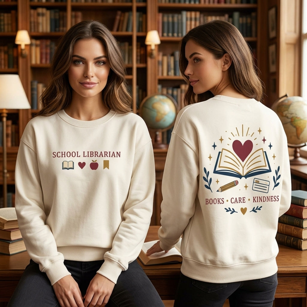 School Librarian Appreciation Books Care Kindness T-shirt Sweatshirt Hoodie - mockup 2