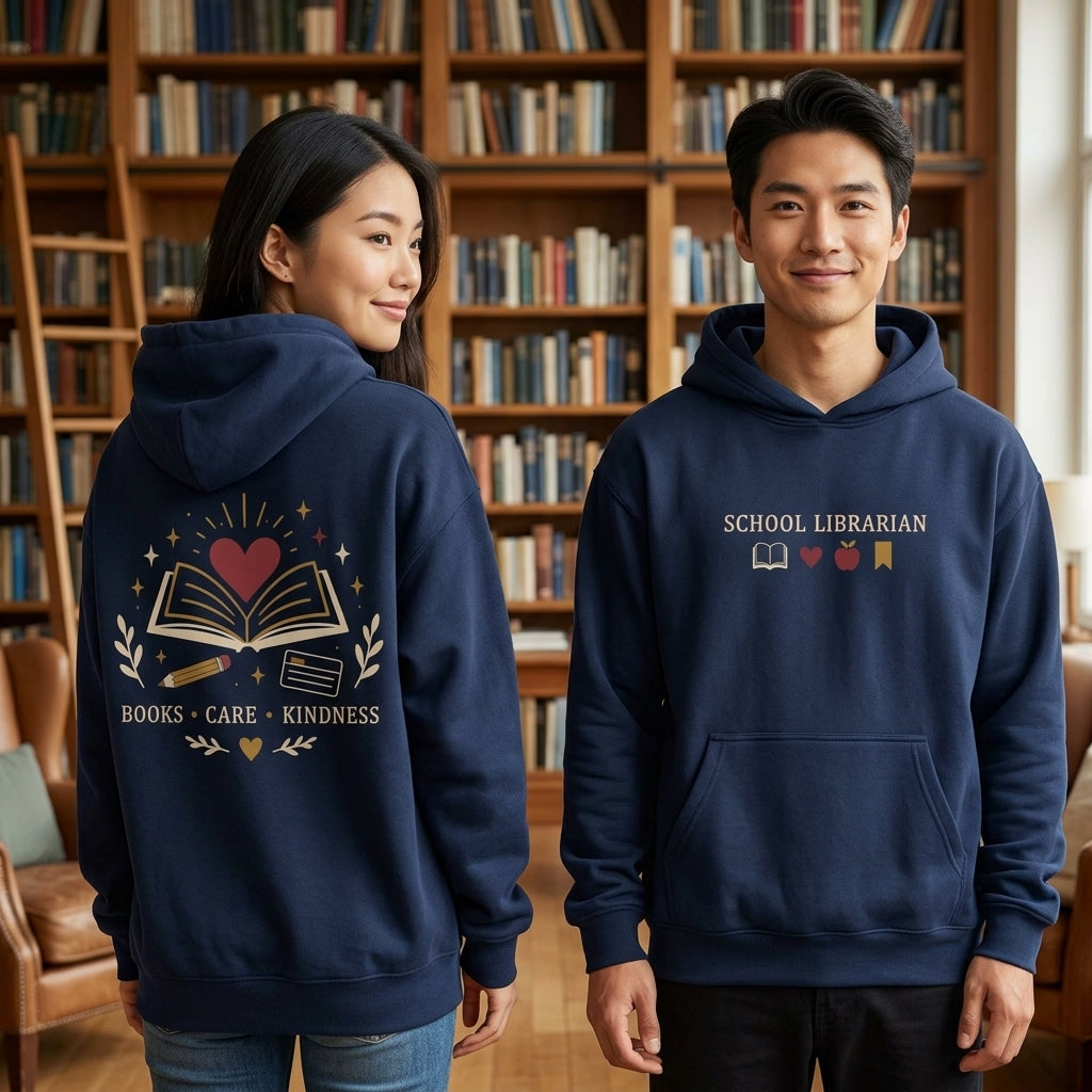 School Librarian Appreciation Books Care Kindness T-shirt Sweatshirt Hoodie - mockup 3