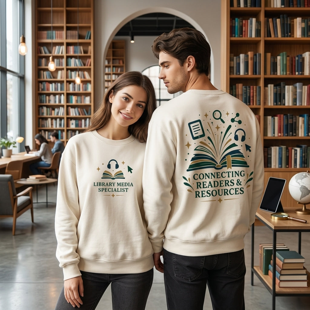 Library Media Specialist Shirt - Connecting Readers & Resources T-shirt Sweatshirt Hoodie - mockup 2