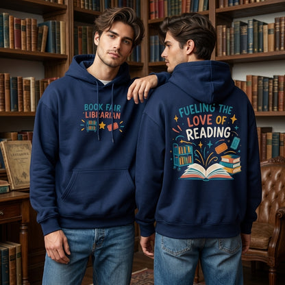 Book Fair Librarian Fueling The Love Of Reading T-shirt Sweatshirt Hoodie – School Library Gift - mockup 3