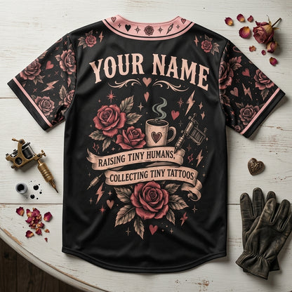 Custom Inked Mama Baseball Jersey - Personalized Tattoo Mom Rose Design - mockup 4