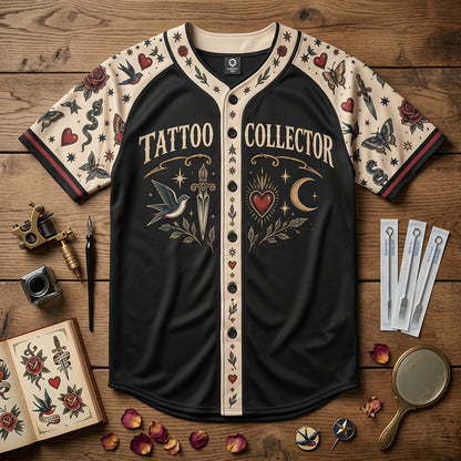 Custom Tattoo Collector Baseball Jersey - Personalized Traditional Flash Art Apparel - mockup 3