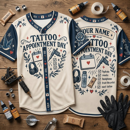 Personalized Tattoo Appointment Day Baseball Jersey - Custom Ink Lover Gift - mockup 1