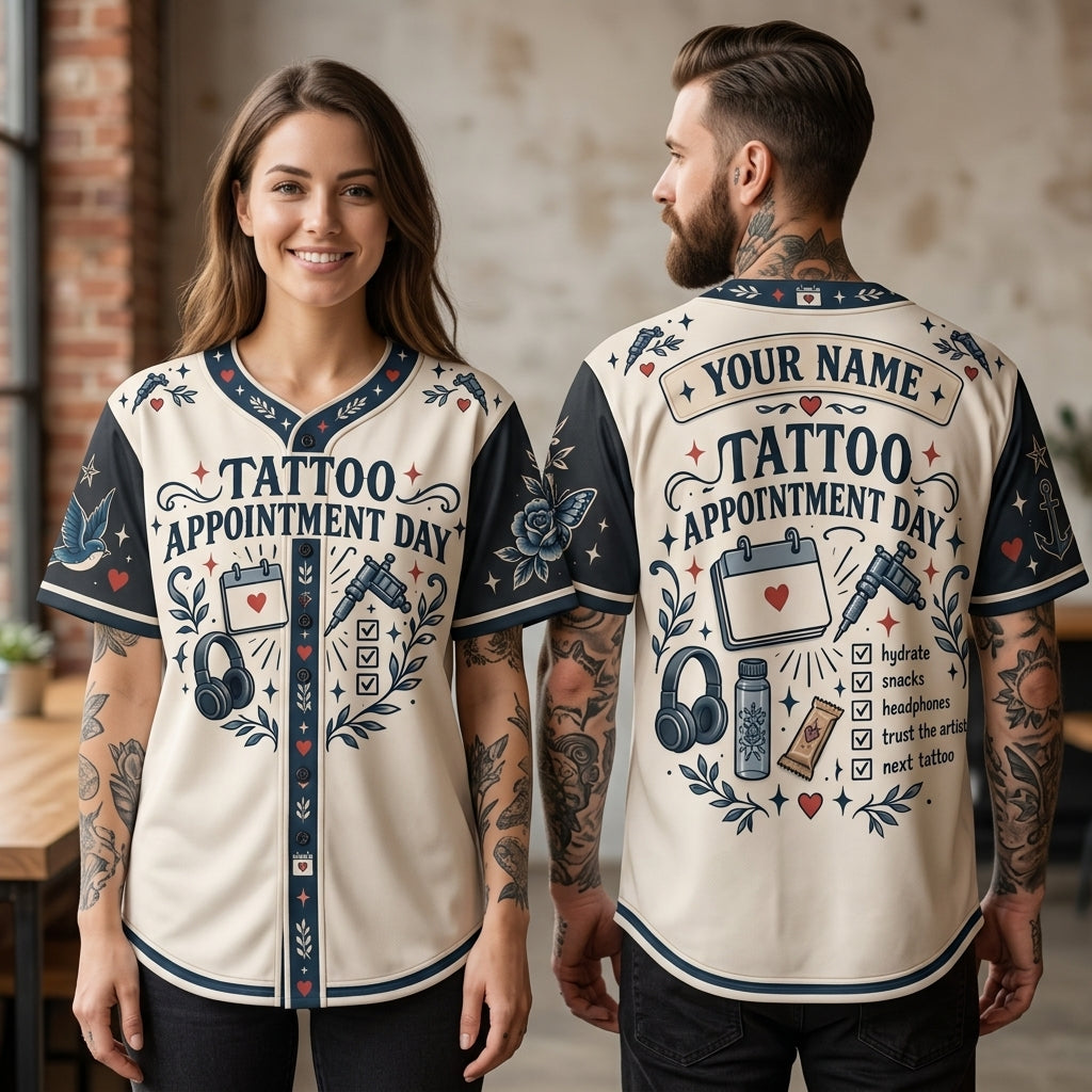 Personalized Tattoo Appointment Day Baseball Jersey - Custom Ink Lover Gift - mockup 2