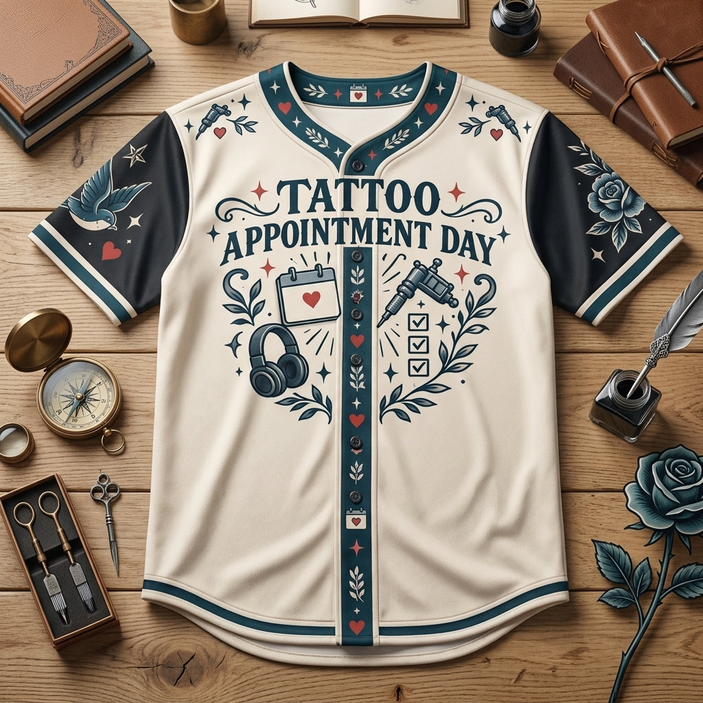 Personalized Tattoo Appointment Day Baseball Jersey - Custom Ink Lover Gift - mockup 3
