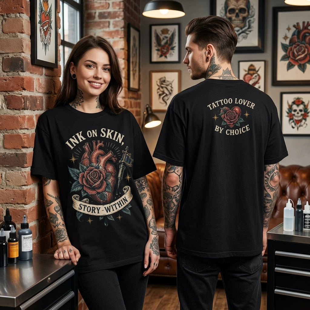 Ink On Skin Story Within Tattoo Lover T-shirt Sweatshirt Hoodie – Traditional Tattoo Art Gift - mockup 1