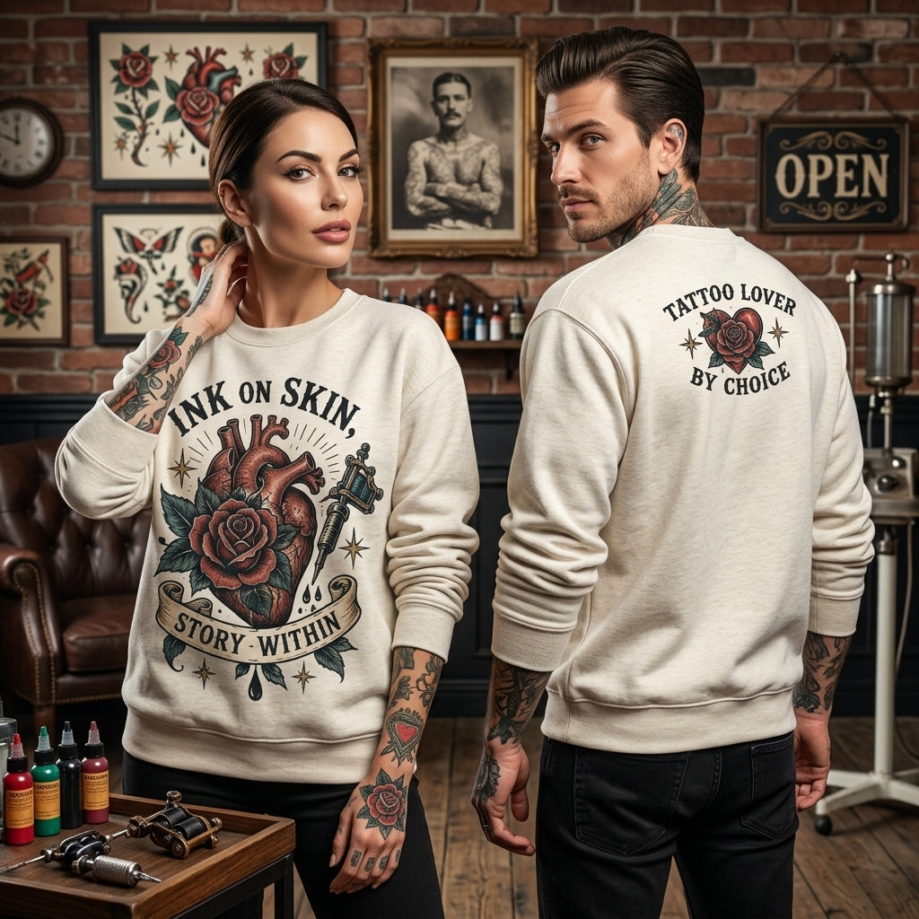 Ink On Skin Story Within Tattoo Lover T-shirt Sweatshirt Hoodie – Traditional Tattoo Art Gift - mockup 2