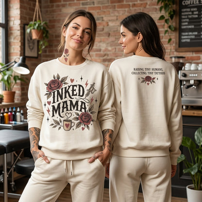 Inked Mama Tattoo Inspired T-shirt Sweatshirt Hoodie – Raising Tiny Humans Gift - mockup 2