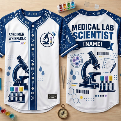 Custom Specimen Whisperer Medical Lab Scientist Baseball Jersey for Lab Techs - mockup 1