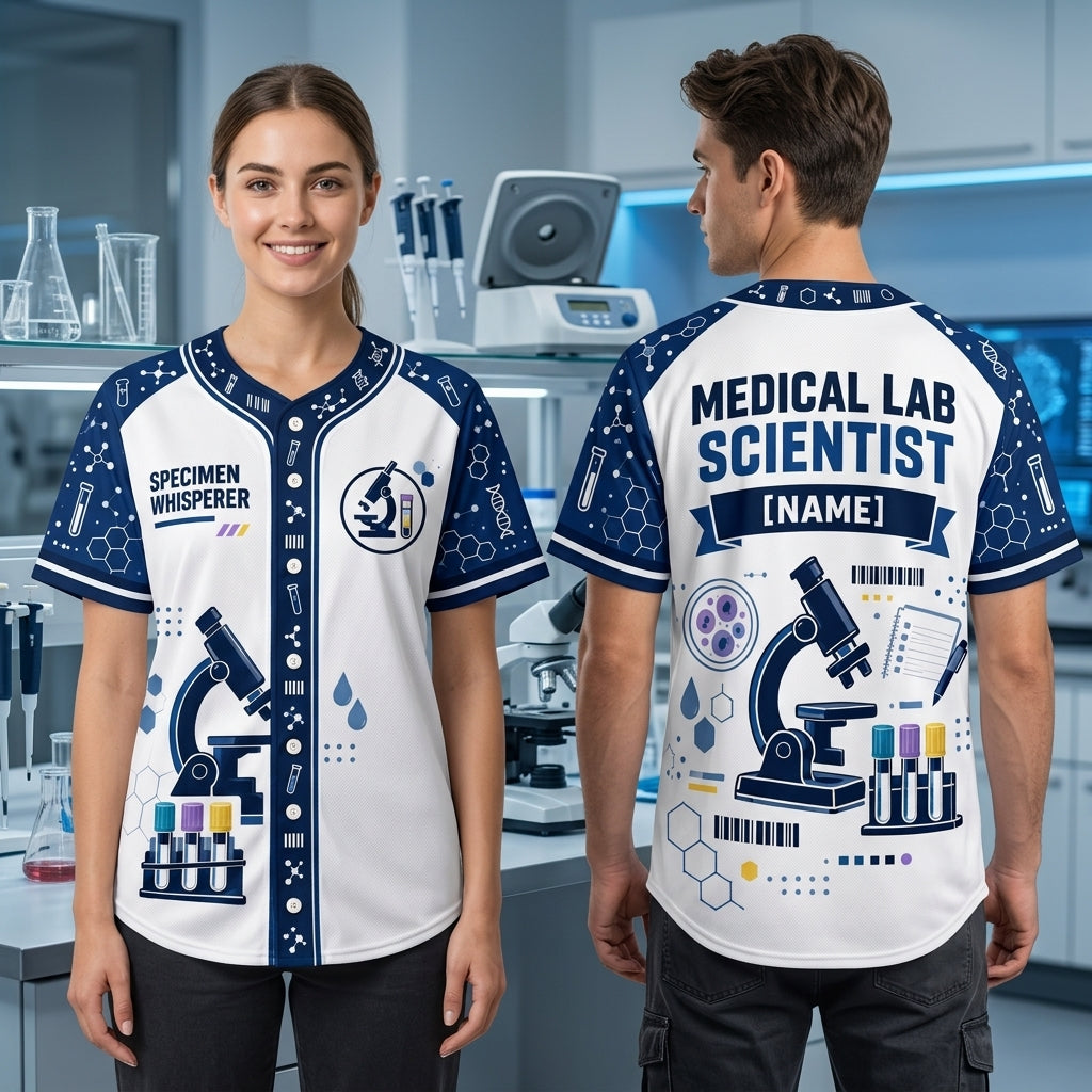 Custom Specimen Whisperer Medical Lab Scientist Baseball Jersey for Lab Techs - mockup 2