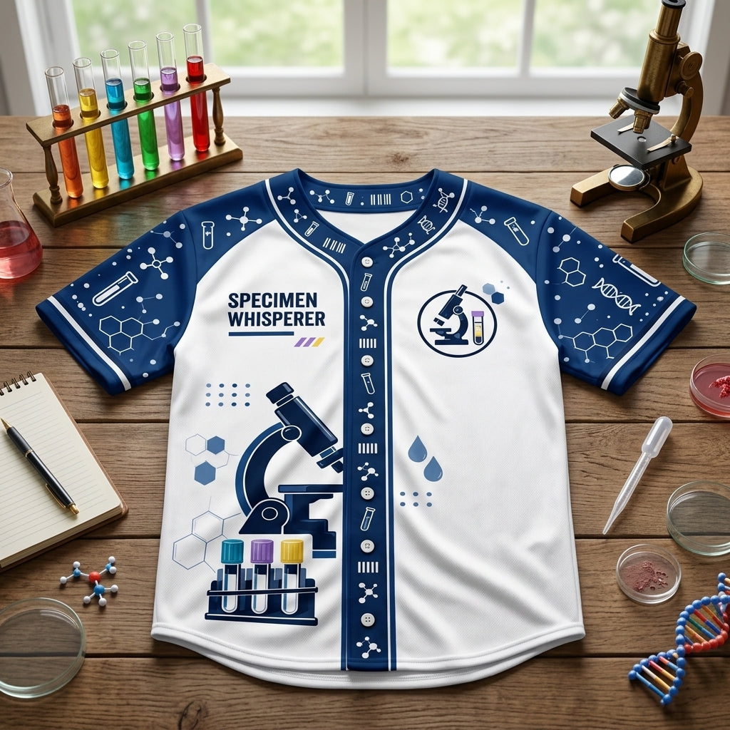 Custom Specimen Whisperer Medical Lab Scientist Baseball Jersey for Lab Techs - mockup 3