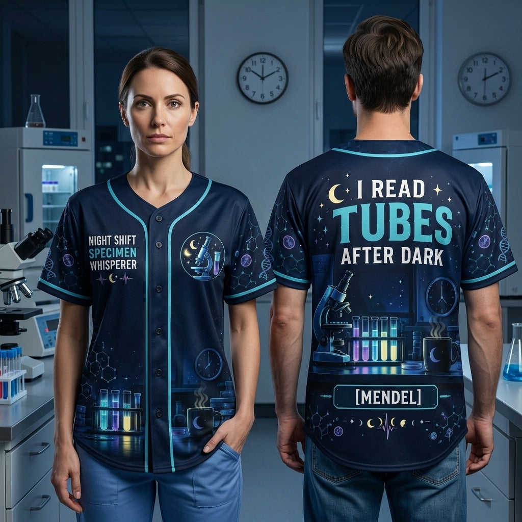 Personalized Night Shift Specimen Whisperer Baseball Jersey - Lab Tech Gift - mockup 2