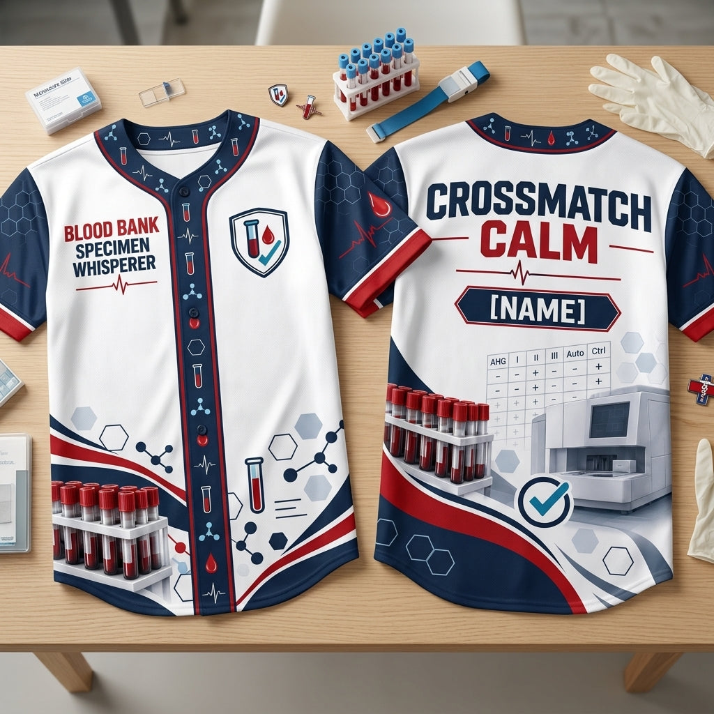 Custom Blood Bank Specimen Whisperer Baseball Jersey - Clinical Lab Professional Gift - mockup 1