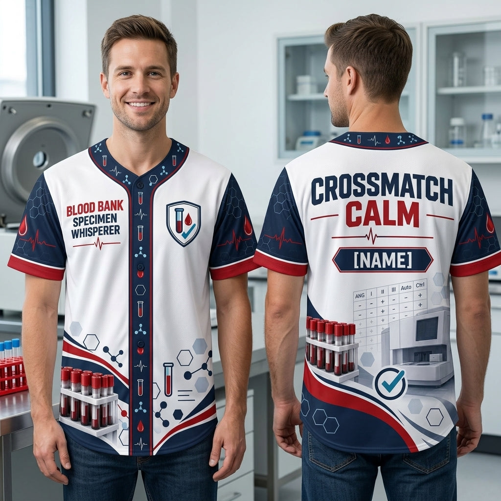 Custom Blood Bank Specimen Whisperer Baseball Jersey - Clinical Lab Professional Gift - mockup 2