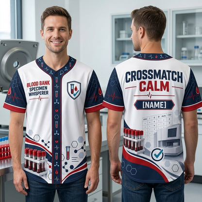 Custom Blood Bank Specimen Whisperer Baseball Jersey - Clinical Lab Professional Gift - mockup 2