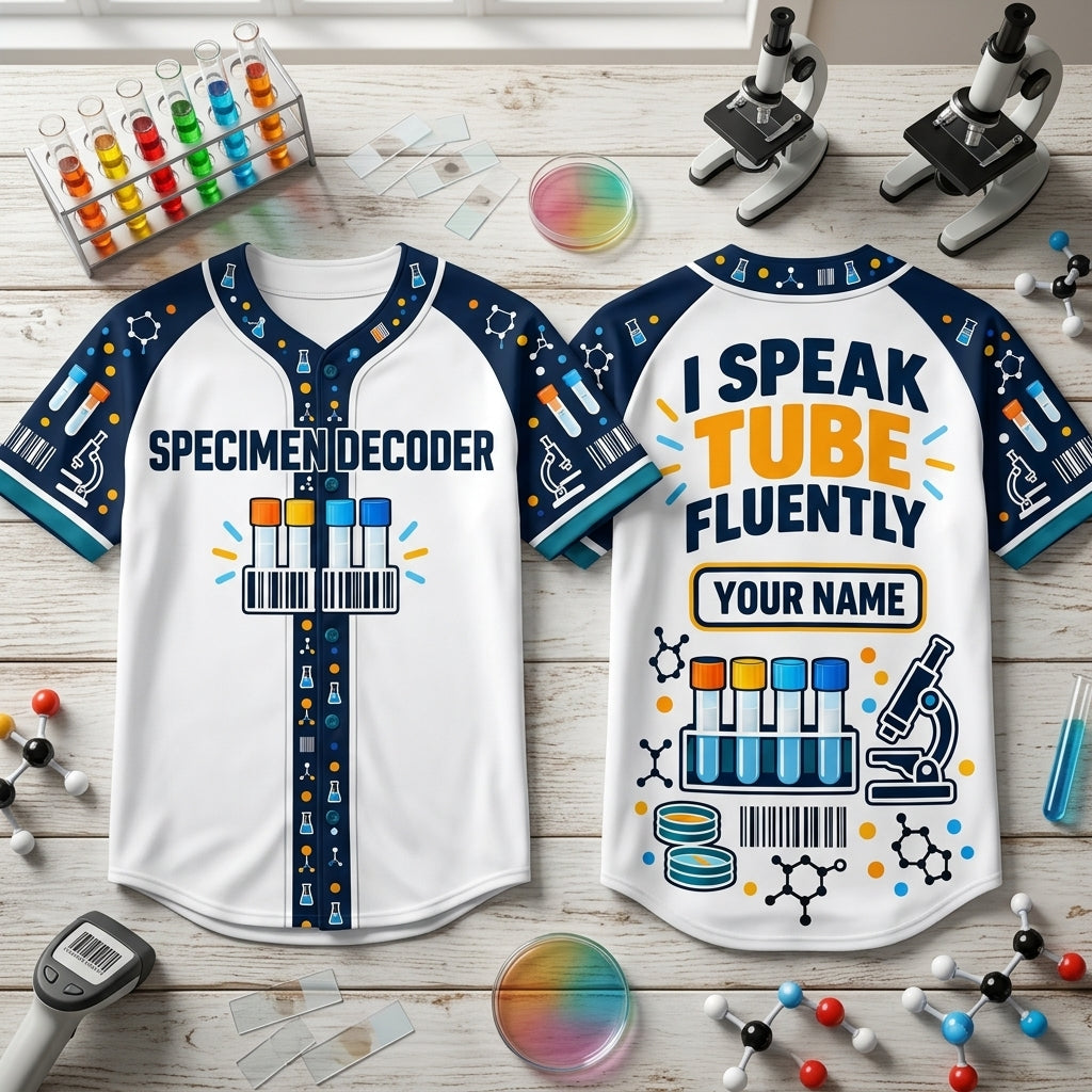Custom Lab Tech Humor Specimen Decoder Baseball Jersey for Medical Lab Professionals - mockup 1